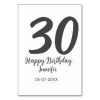 30. Geburtstag hinzufügen Namensdatum Jahr schwarz