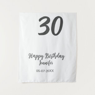 30. Geburtstag hinzufügen Namensdatum Jahr schwarz Wandteppich