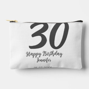 30. Geburtstag hinzufügen Namensdatum Jahr schwarz Zubehörtasche
