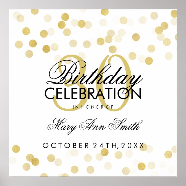 30. Geburtstag Imitate Gold Foil Glitzer Lights Poster (Vorne)