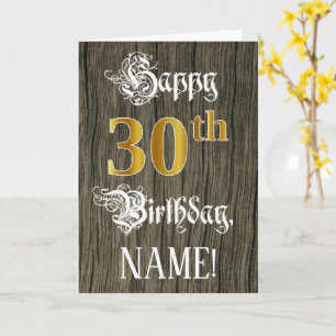 30. Geburtstag: Imitate Gold Look + Imitate Holzmu Karte