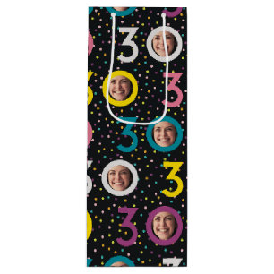 30. Geburtstag Individuelle Foto-Wein-Geschenktasc Geschenktüte Für Weinflaschen