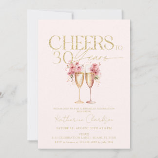 30. Geburtstag jubelt bis 30 Jahre Pink Gold Flora Einladung