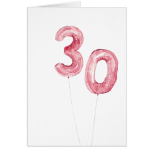 30. Geburtstag/Jubiläum Balloons Aquarellkarte