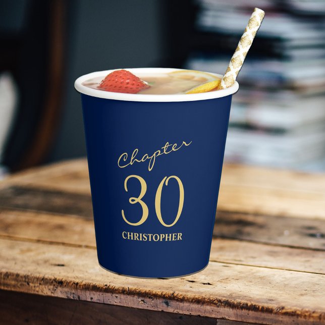 30. Geburtstag Kapitel 30 Blue Gold Pappbecher (Personalized 30th Birthday Chapter 30 Blue Gold Paper Cups
)