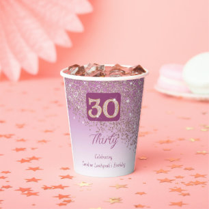 30. Geburtstag Klasse Falling Rose Gold Glitzer Pappbecher