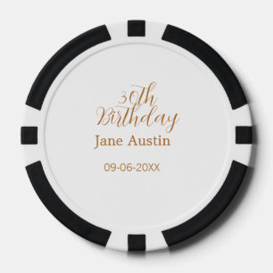 30. Geburtstag kupferbraun einfach stilvoll Name D Pokerchips