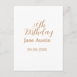 30. Geburtstag kupferbraun einfach stilvoll Name D Postkarte