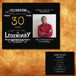 30. Geburtstag Legendary Black Gold Retro Flyer