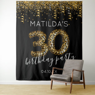 30. Geburtstag Leopard Print Foto Hintergrund Wandteppich