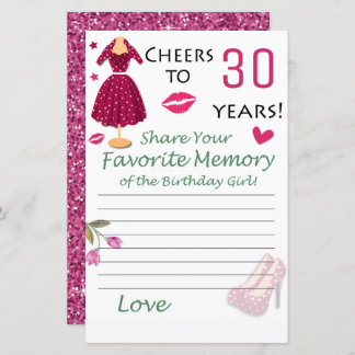 30. Geburtstag Lieblingsgedächtnis der Geburtstags