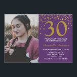 30. Geburtstag Lila Gold Confetti Foto Modernes Einladung<br><div class="desc">Feiern Sie Ihren Geburtstag mit diesem Glam Stylish 30. Geburtstag Lila Gold Confetti Dots Einladung</div>