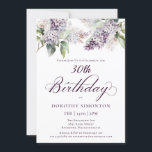 30. Geburtstag Lila Spring Lilac Blume Einladung<br><div class="desc">Weiche Wasserfarben lila Lilaks schaffen eine hübsche Frühjahrseinladung zum 30. Geburtstag. Die Kalligraphie fügt eine elegante Ästhetik hinzu. Der gesamte Text ist editierbar, sodass Sie genau den richtigen Ton Set haben. Sie können auch Schriftart und Farbe ändern. Diese Einladung zum 30. Geburtstag ist sowohl in traditioneller als auch in herunterladbarer...</div>