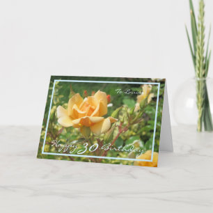 30. Geburtstag Louise Yellow Rose Moderner blauer  Karte