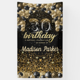 30. Geburtstag Luxus Personalisiert Black Gold Banner