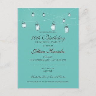 30. Geburtstag Mason Jar Lights Einladungspostkarte