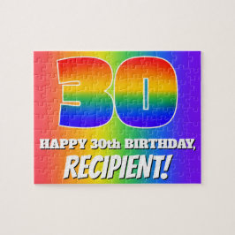 30. Geburtstag — mehrfarbiges Regenbogenmuster "30 Puzzle
