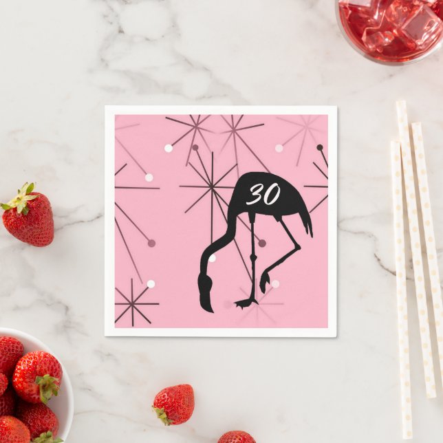 30. Geburtstag MidCentury Modern Atomic Starburst Serviette (Beispiel)