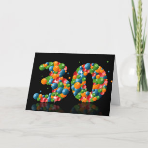 30. Geburtstag mit Zahlen aus Kugeln gebildet Karte