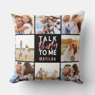 30. Geburtstag moderne Multi-Foto Rosa mädchenhaft Kissen