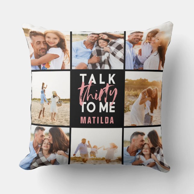 30. Geburtstag moderne Multi-Foto Rosa mädchenhaft Kissen (Vorderseite)