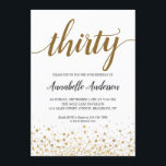 30. Geburtstag Modernes Gold Confetti Dots Script Einladung<br><div class="desc">Modern Gold Confetti Dots Script 30. Geburtstag Einladung Das Design verfügt über 'dreißig' in einem modernen eleganten Drehbuch und Gold Konfetti Dots Akzent. Wenn Sie den Text 'dreißig' auf ein anderes Alter anpassen möchten,  schreiben Sie uns an panggadesigns@gmail.com.</div>