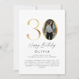 30. Geburtstag Modernes Gold Foto elegant stilvoll Einladung