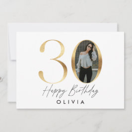 30. Geburtstag Modernes Gold Foto elegant stilvoll Einladung