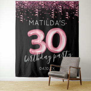30. Geburtstag Modernes rosa Foto Hintergrund Wandteppich