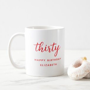 30. Geburtstag Modernes rotes personalisiertes Ges Kaffeetasse