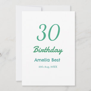 30. GEBURTSTAG NAME DATUM FETT RETRO Türkis einfac Einladung