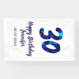 30. Geburtstag Name Datum Jahr blau glänzend Banner
