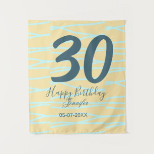 30. Geburtstag Name Datum Jahr gelb blau Paste Wandteppich