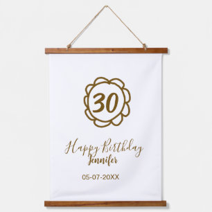30. Geburtstag Name Datum Jahr Golden Blume tex Wandteppich Mit Holzrahmen