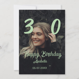 30. Geburtstag Name Datum Jahr grün Pastell fett Einladung