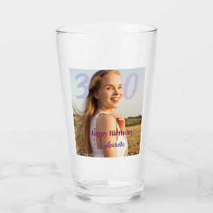 30. Geburtstag Name Datum Jahr LILA ROSA FETT Glas