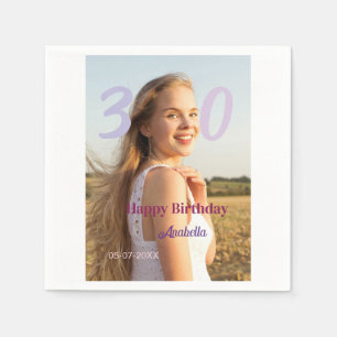 30. Geburtstag Name Datum Jahr LILA ROSA FETT Serviette