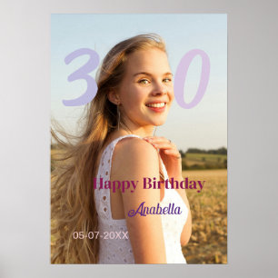 30. Geburtstag Name Datum Jahr PURPUR PINK FETT Poster
