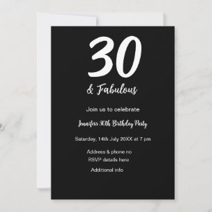 30. Geburtstag Name Datum Jahr schwarz QR Einladung