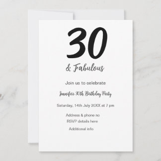 30. Geburtstag Name Datum Jahr schwarz QR Einladung