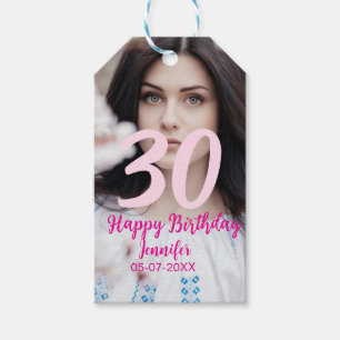 30. Geburtstag Name Datum Jahr weiß Foto Geschenkanhänger