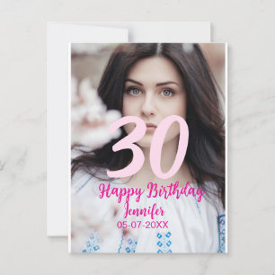 30. Geburtstag Name Datum Jahr weiß Foto Postkarte