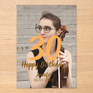 30. Geburtstag Name Datum Jahr weißes Foto Acryleinladungen
