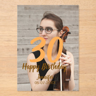 30. Geburtstag Name Datum Jahr weißes Foto Acryleinladungen