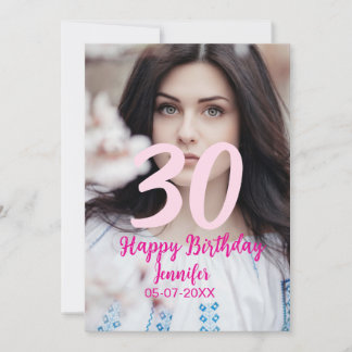 30. Geburtstag Name Datum Jahr weißes Foto Einladung