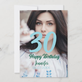 30. Geburtstag Name Datum Jahr weißes Foto Einladung