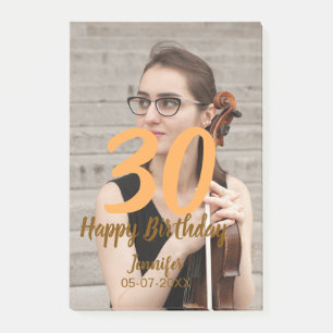 30. Geburtstag Name Datum Jahr weißes Foto Post-it Klebezettel