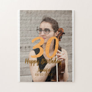 30. Geburtstag Name Datum Jahr weißes Foto Puzzle