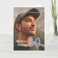 30. Geburtstag Name Foto Datum Mann Blau Weiß