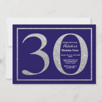 30. Geburtstag Navy Blue and Silver Glitzer